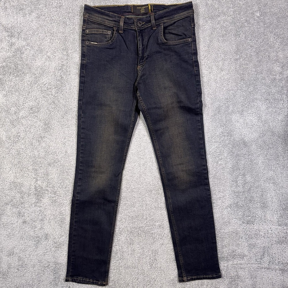 Dolce & Gabbana Jeans Mens 30x32 Italy Made Gold 191 Stretch Slim Straight Dark